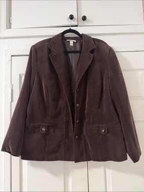 dressbarn Brown Corduroy-Trim Jacket